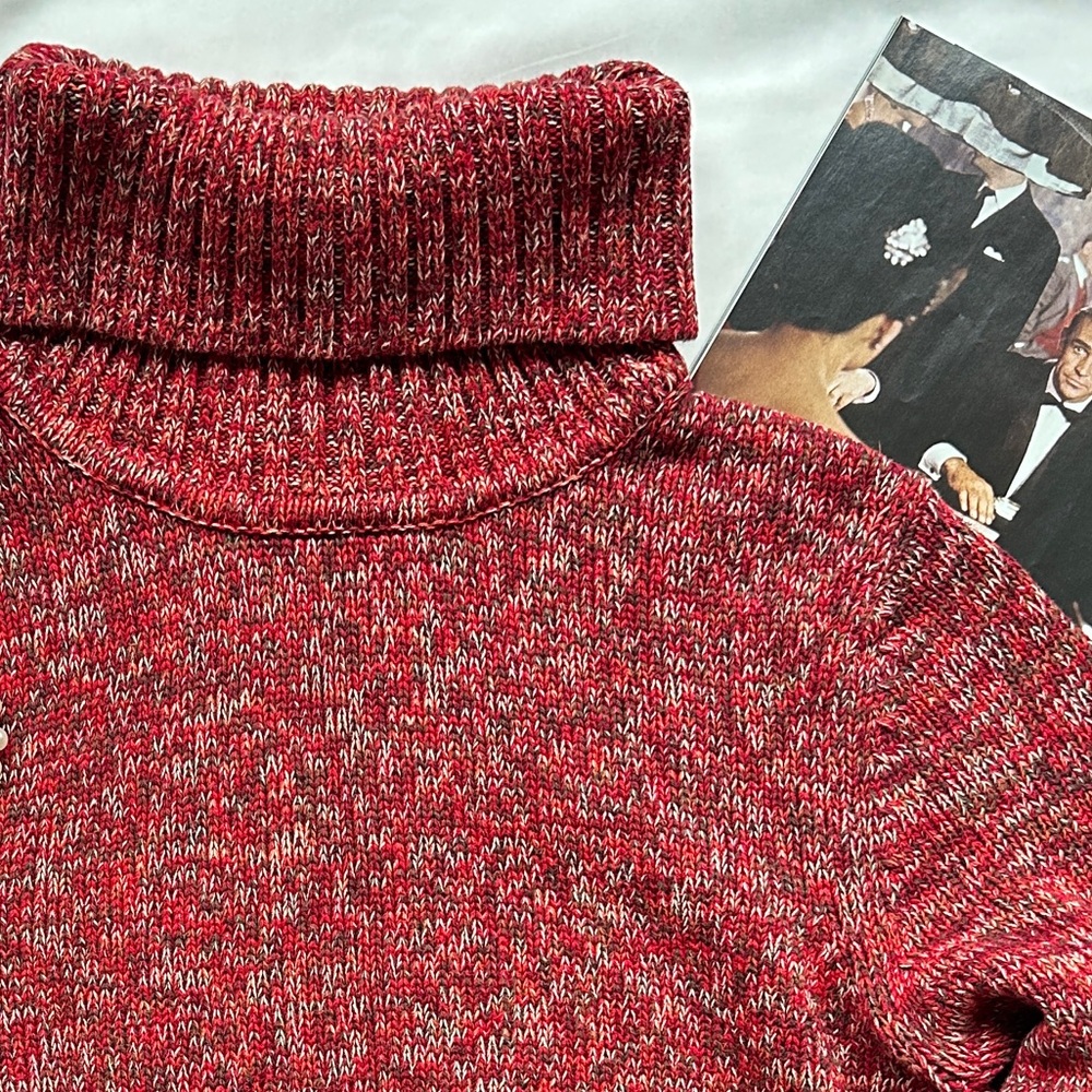 Cozy Red Turtleneck Sweater M L - Picture 7 of 16